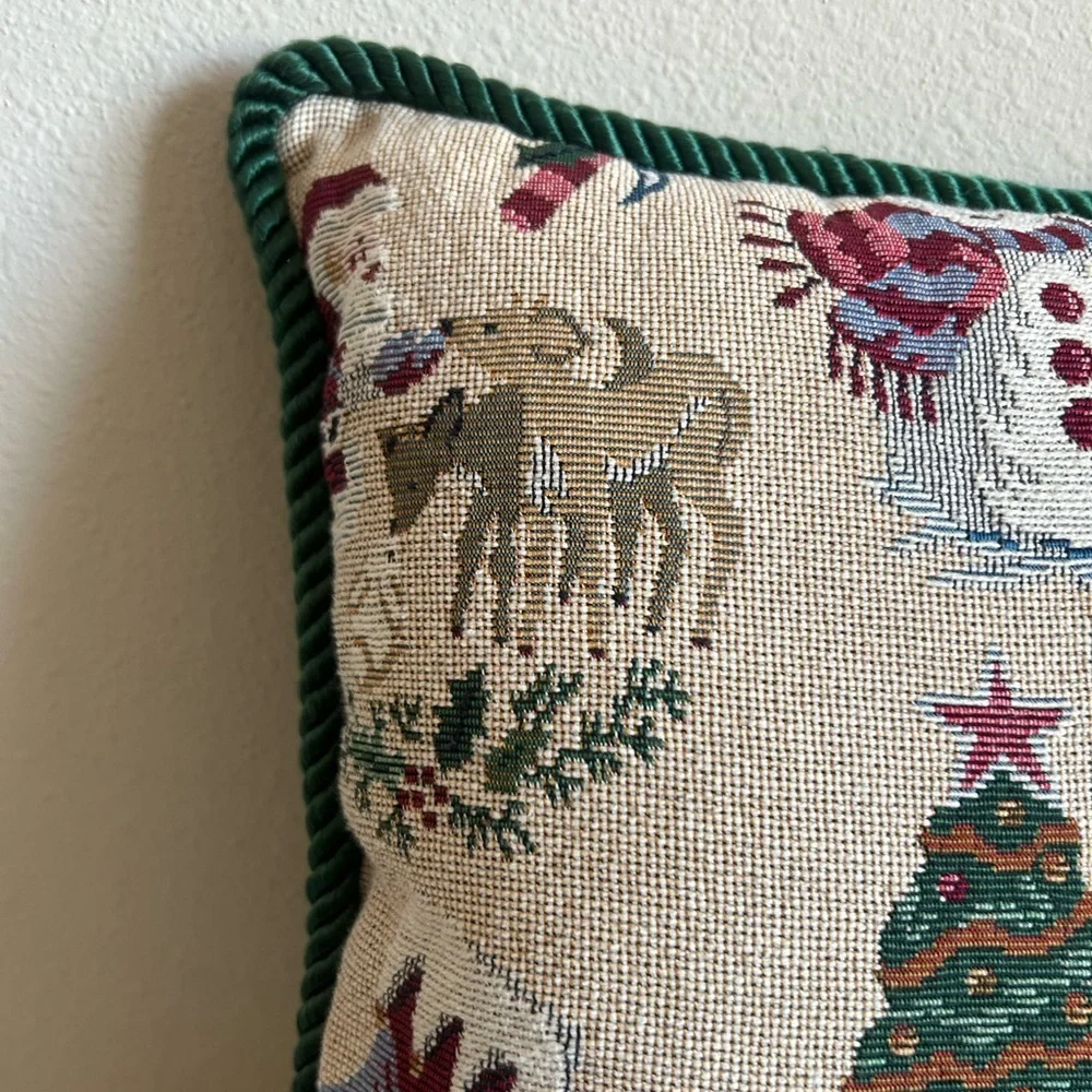 Vintage Holiday Throw Pillow with Christmas Design